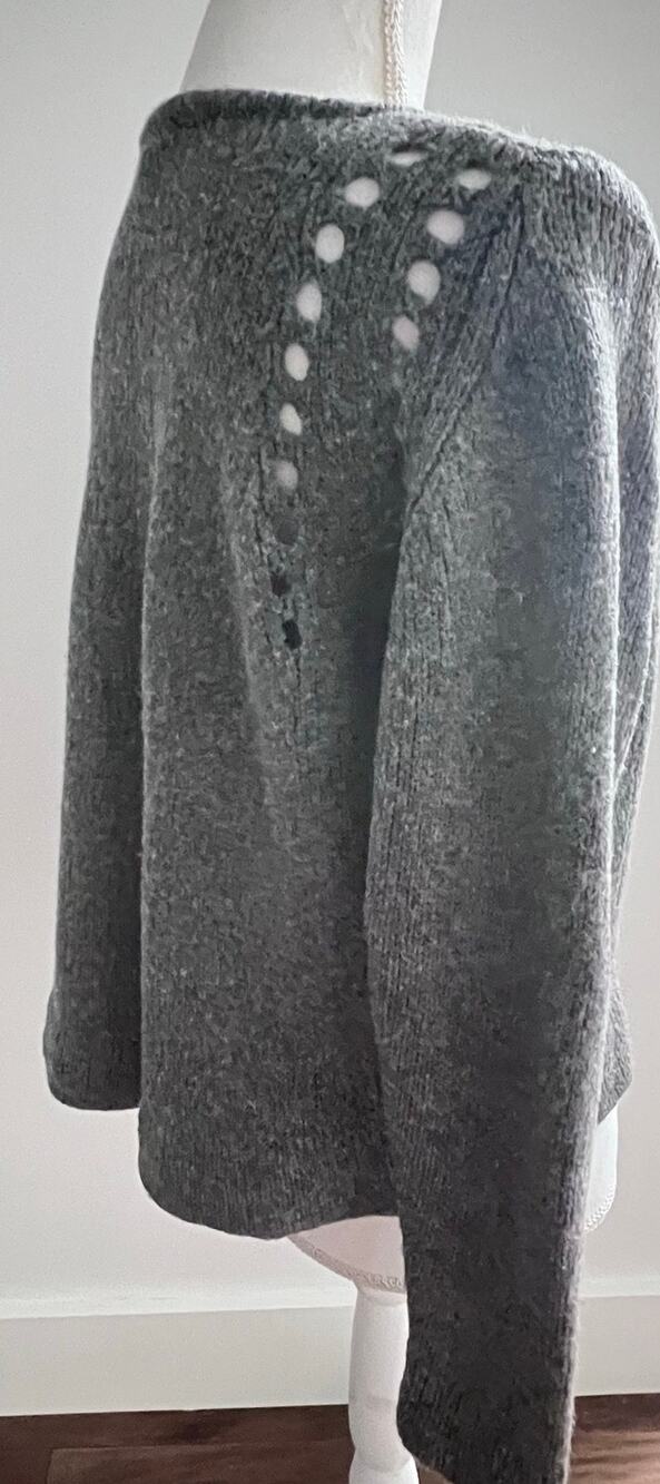 Helmet Lang Camel Hair Sweater Wool Blend Gray Long Sleeve HighLow Hem Crew XS